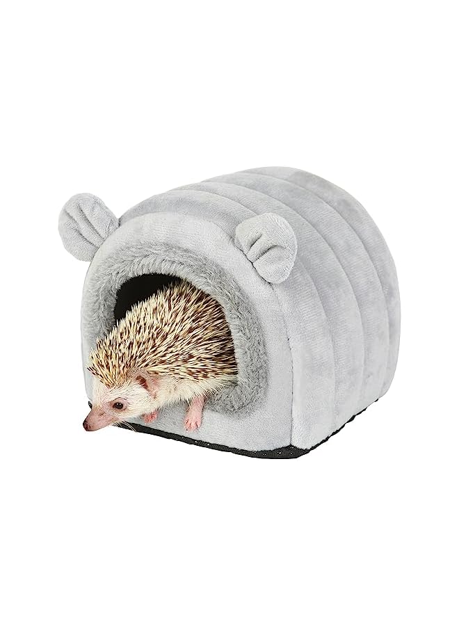 Hedgehog Bed Cave Nest Hideout, Hamster Guinea Pigs Small Animals Cage Supplies Warm House-Gray - Image 1